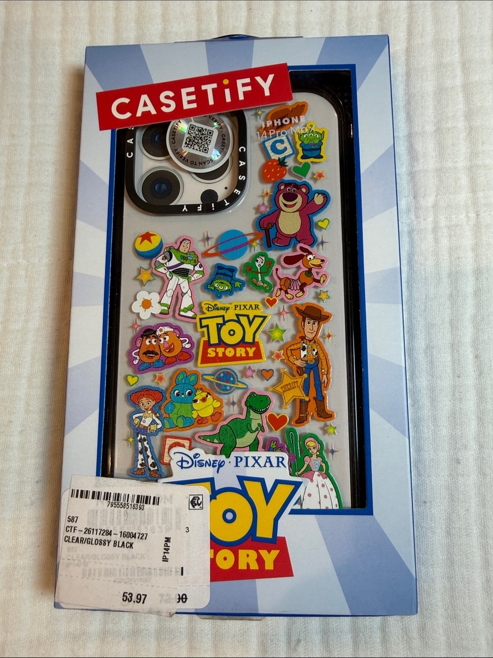 Casetify Clear Glossy Black Toy Story Sticker Art IPhone 14 Pro Max Case